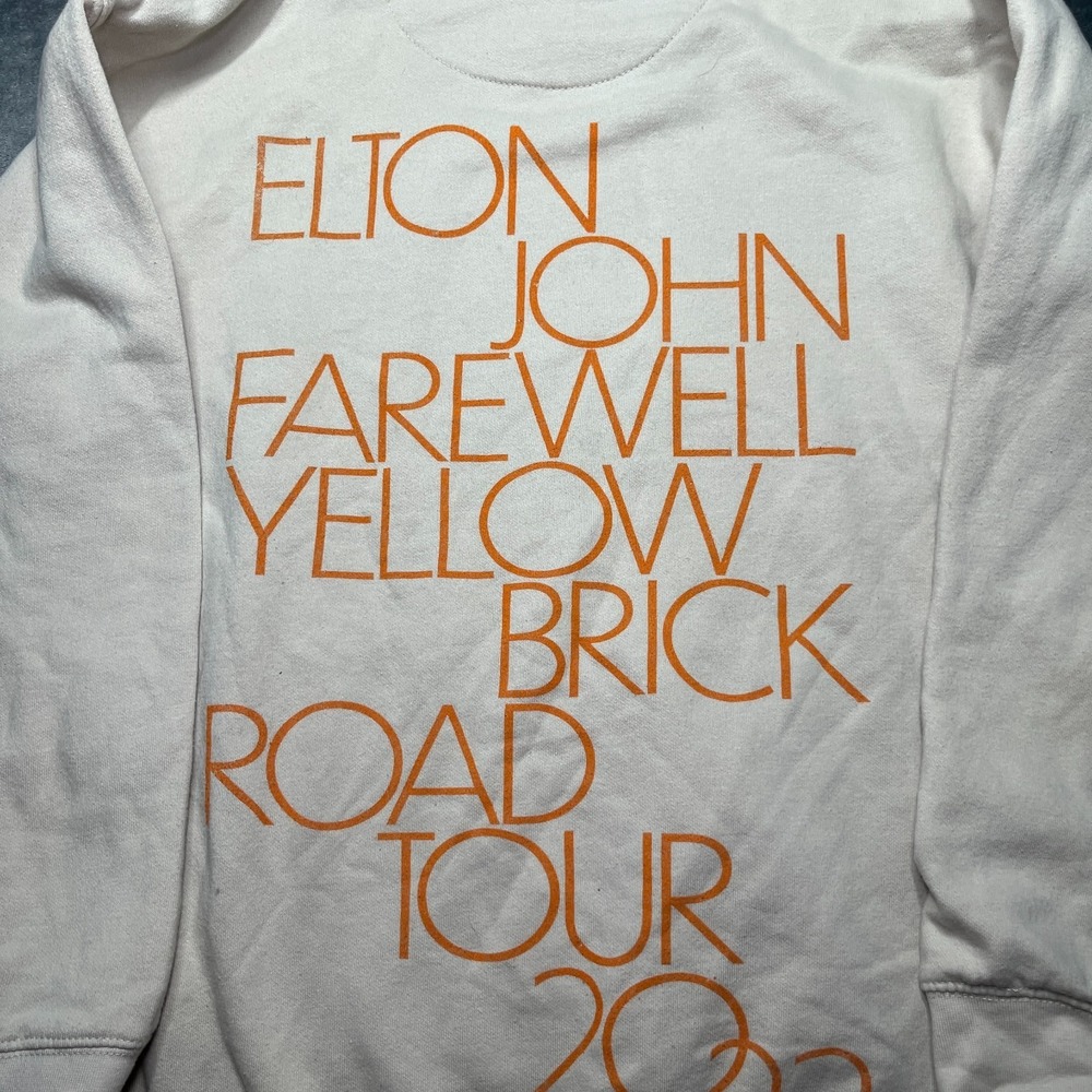 Elton John Hoodie Sweatshirt Medium Beige Farewell Yellow Brick Road Concert '22 - Picture 8 of 12